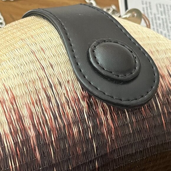 Le Sac For‎ Kultura Small Woven Natural Fibre Hard Case Purse Silver Chain Strap - Picture 7 of 13